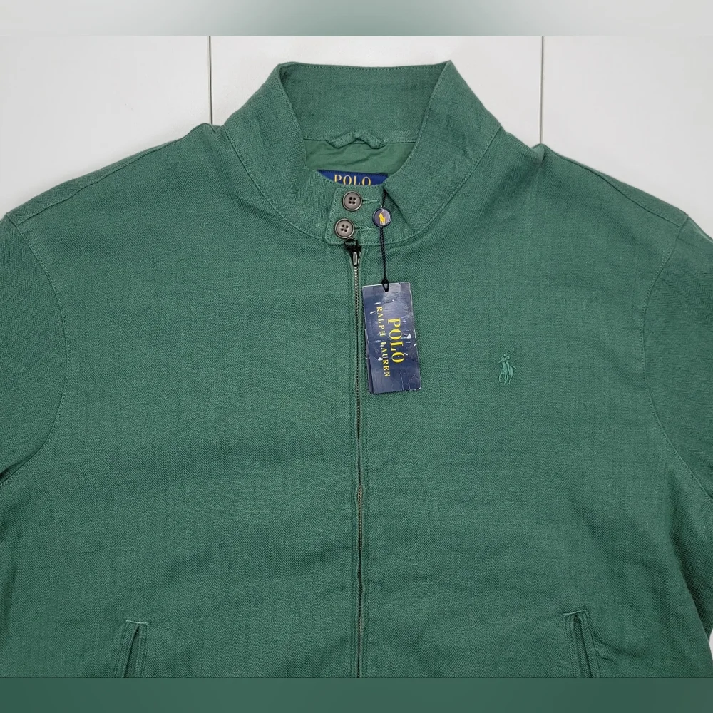 POLO RALPH LAUREN LINEN-Blend HERRINGBONE Twill Mockneck Jacket Mens Size XL New - Picture 5 of 11